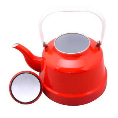 China Factory Latest Design Vintage Enamel Kettle Viable Single Set Teapot Red Tea Kettle for sale