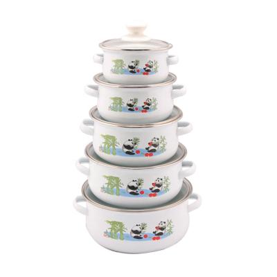 China Sustainable 673DG 5pcs Enamel Casserole Cookware Sets Cooking Pot Ceramic Enamel Casserole for sale