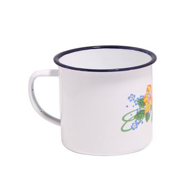 China Viable Custom Design White Enamel Mug for sale