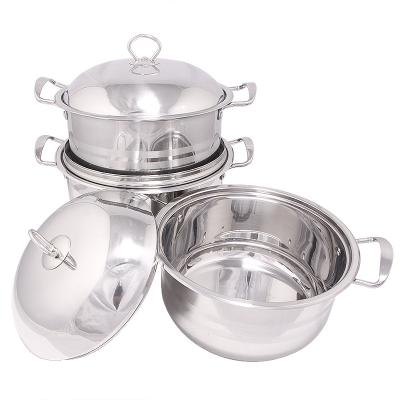 China Sustainable Special Design Cookware 24-26-28cm Factory Sale Pot Cover Set Stainless Steel Pot for sale