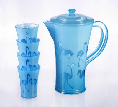 China Sustainable plastic pitcher set with 4 cups for sale