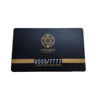 China Europe new trend matte anodized gold engrving luxury metal gold card serial number laser silk screen gold card black panel logo for sale