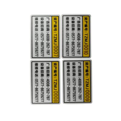 China Waterproof Custom Serial Number Adhesive PC PVC Printing Plastic Sticker For Equipment for sale