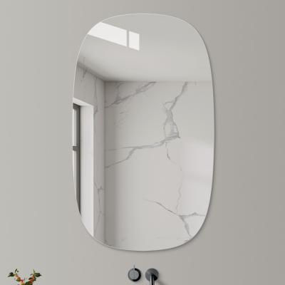 China JS-5506 Home Decor Contemporary Asymmetrical Shape Rimless Wall Hanging Mounted Bath Mirror Float Glass Bevel Edge Silver Work for sale