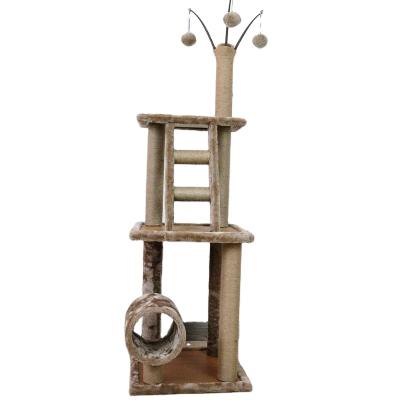 China Manufacturer Design Wood Scratch Cat Tower Tree House Scratcher Sustainable Furniture Housing Cat Toys for sale