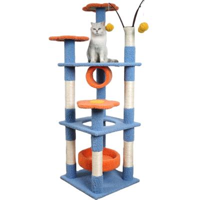 China Sustainable Luxury Modern House Wooden Cat Tree Particle Board Large Climbing Tree For Cats for sale