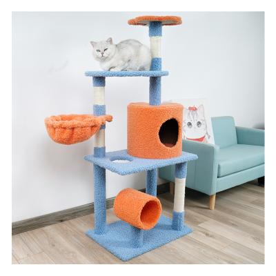 China Modern Viable Platforms Large Basket Floor To Ceiling Cat Tree Pet Cat Tree Cat Toy Desing for sale