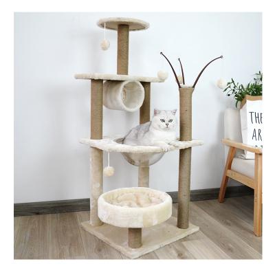 China Entertainment Post Platform Cat Tree Wooden Integrated Natural Safety Toys Sustainable Pet Cat Tree for sale