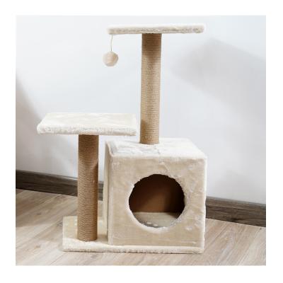 China Sustainable Furniture Cat Tree High Quality Wooden Modern Cat Tree Bed Entertainment Post Platform for sale