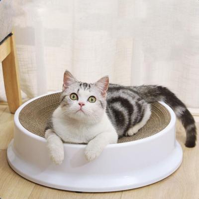 China Sustainable Round Cat Scrather Cardboard House Bed for Large Cats and Kitten for sale