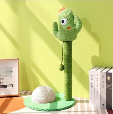 China Sustainable Green Sisal Cat Cactus Scratcher Cat Scratching Post Tower for sale