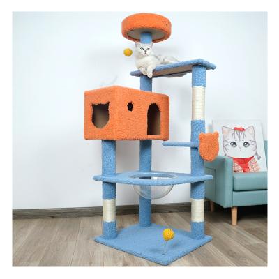 China Sustainable Particle Boardcat Scratcher Treehouse Tower Scratching Treehouse Eco-Friendly Cat Tree for sale