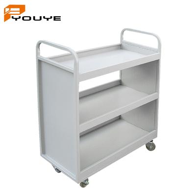 China New Rolling 3 Tier Modern Library Furniture Special Steel Book Carrier Book Truck Book Trolley for sale