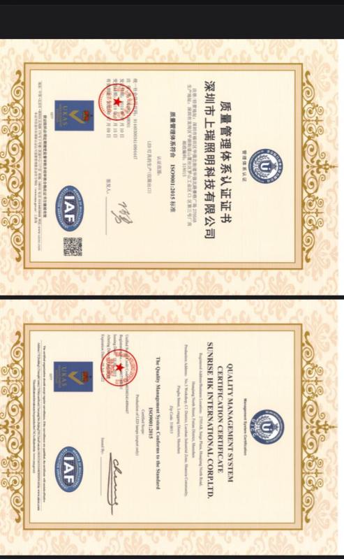 ISO9001 - Shenzhen Shangrui Group Imorts/Exports Company Limited