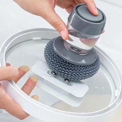 China Viable Soap Dispenser Scrubber Steamer Dish Pot Wash Dispensing Cleaning Wash Up Liquid Plastic Kitchen Palm Brush for sale