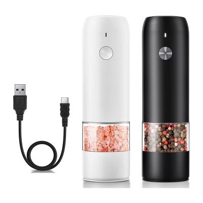 China USB Rechargeable Automatic Electric Adjustable Pepper Mill Coarse Salt and Pepper Grinder with LED Light for sale