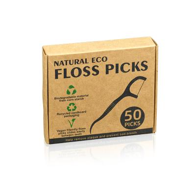 China Biodegradable Container Vegan Eco Charcoal Teeth Flosser Toothpick Toothpick Box Bamboo Cleaning Pick Making for sale