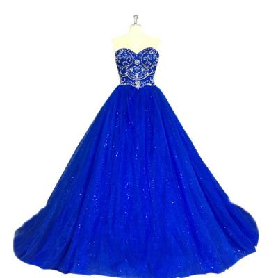 China 2018 Breathable High Quality Blue Ball Gown Wedding Dress With Crystal Beads And Sequin for sale