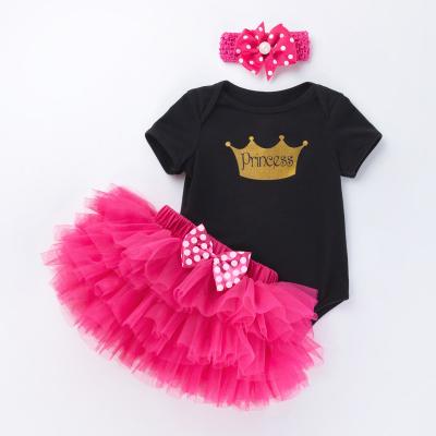 China 2020 Short Sleeve Children's Shirt Baby Clothes Newborn Baby Bow Cute 100% Cotton Dress for sale