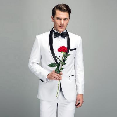 China Anti-shrink ready to ship in stock 2 piece pure white men's wedding suits for sale