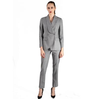 China 2020 Breathable Women Business 2 Piece Gray Ready To Ship Factory Slim Fit Blazer Suits for sale