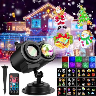 China Outdoor Light Projector 2 in 1 LED Laser Christmas Snowflake Projectors with Remote Control Christmas Projector Lights Outdoor for sale