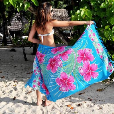 China Hot Sale Breathable Low MOQ Customize Print Rayon Pareo Beach Sarongs Cover Up Beach Sarongs Hawaiian 100% Cotton Fabric Sarongs for sale