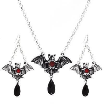 China Neo-Gothic Halloween Bat Necklace Earrings Set For Women 2021 Earrings Trend Aesthetic Goth Accessories Vintage Jewelry Sets for sale