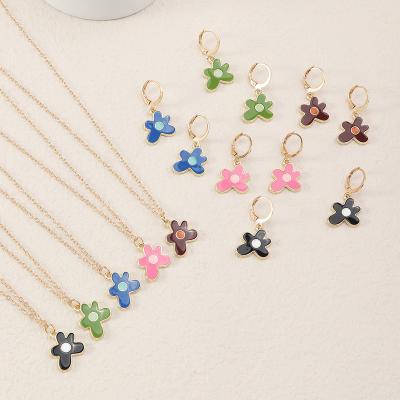 China New Arrival TRENDY Jewelry Set Flowers To Charm Necklace Earrings Jewelry Valentine's Day Gift For Women for sale