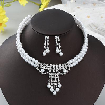 China European and American border accessories TRENDY bridal jewelry sets elegant necklace earring fashion two-piece set jewelry for sale