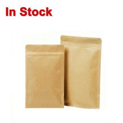 China Recyclable in 3 Side Seal Stock and Custom Coated Brown Aluminum Foil Food Wrapping Paper Ziplock Bags for sale