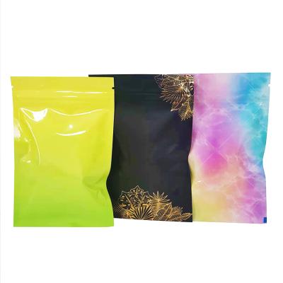 China High Quality Recyclable Custom Printing Laminated Bag Colored Poly Seal 3 Side Ziplock Bag With Tear Notch for sale