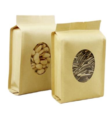 China Recyclable Heat Seal Clear / Window Matte Food Grade Kraft Paper Bags For Packaging for sale