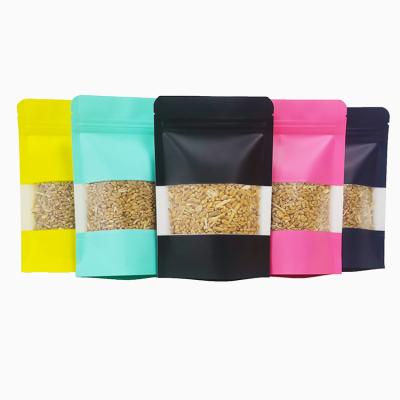 China Recyclable stock black paper doypack pouch food packet tea tobacco packaging bag for sale