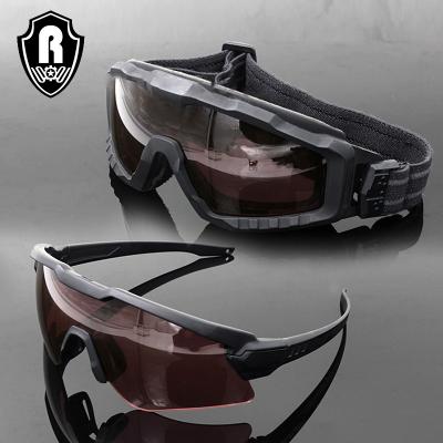 China Outdoor Military /Shooting 2MM Glasses Sports Tactical Sunglasses With Anti-fog Glass CS Shooting Explosion-proof Outdoor Lenses for sale