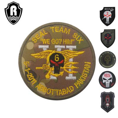 China SEAL Viable High Quality Morale Embroidered Shoulder Pads Punisher Velcro Badge Military Patch Skull for sale