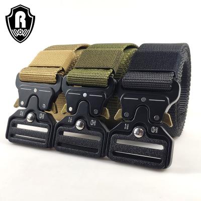 China Outdoor Activity Amazon Heavy Duty Universal Polyester Adjustable Military Tactical Hold Up Belt With Quick Gear Clip Metal for sale