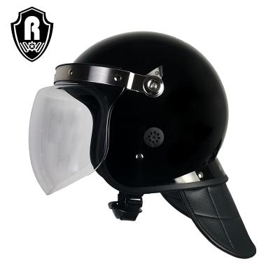 China ABS/PC Roewe ABS curved outdoor anti riot police helmet with PC sun visor and neck protector for sale