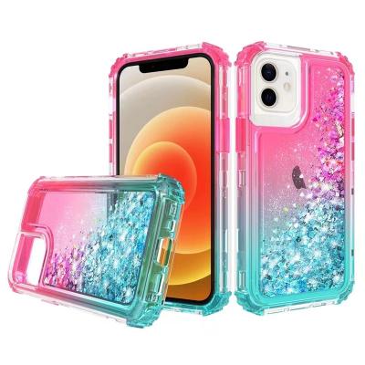 China Luxury Shockproof Quicksand Liquid Flashing Phone Case Back Cover Glossy Soft TPU Case For iPhone 12 13 Pro Max 14 Cartoon Phone Cases for sale