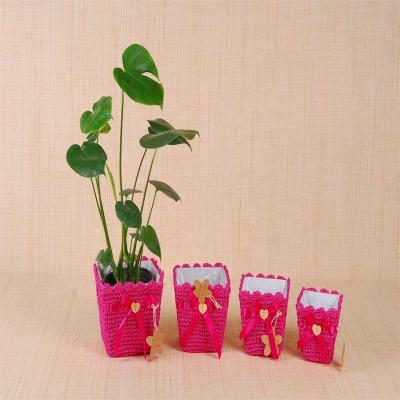 China CLASSIC Handmade Sets of square Shape Paper Crotch Flower Pot with Europe Style Indoor Decoration Plant pots WY16-01 for sale