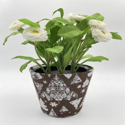 China CLASSIC Christmas Hot Sell  Fabric  Jute  Burlap  Pots Plant  Holder Flower Pot Cover  WY21-77 for sale