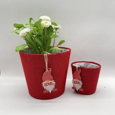 China CLASSIC Christmas Hot Sell Indoor Decoration Fabric  Jute  Burlap  Pots Plant  Holder Flower Pot Cover WY22-01/08 for sale