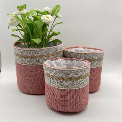 China CLASSIC New style  Macrame Indoor Decorative Flower pots Jute Plant pots Burlap bag WY22-70 for sale