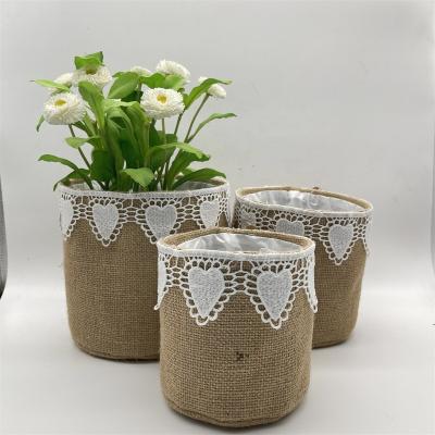 China CLASSIC New style  Macrame Indoor Decorative Flower pots Jute Plant pots Burlap bag WY22-113 for sale