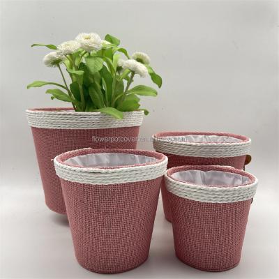 China CLASSIC New style  Top paper rope  Indoor Decorative Flower pots Jute Plant pots Burlap bag WY22-58 for sale