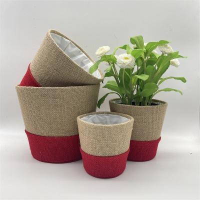 China CLASSIC New style  Two colors Indoor Decorative Flower pots Jute Plant pots Burlap bag WY22-69 for sale