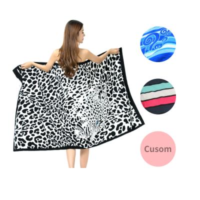 China Office Custom QUICK DRY Leopard Print Beach Towels Large Microfiber Beach Towel Quick Dry Beach Towel for sale