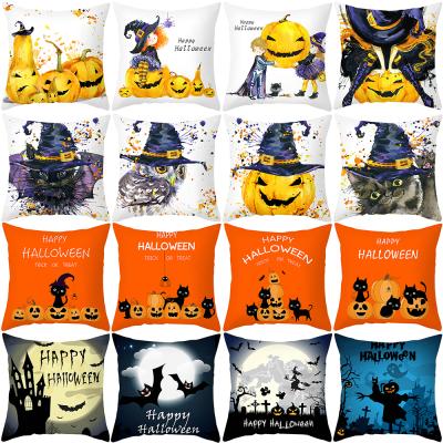 China Wholesale Fancy Anti-Pull Desktop Office Halloween Pumpkin Cartoon Printing Pillow Cases Cover for sale