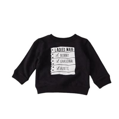 China Breathable Solid Black Printing Pull Over Baby Clothing Sweatshirt For Boys for sale