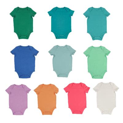 China Cotton 0.01 Sample RTS 10 Color Factory Price Baby Clothing Short Sleeve Baby Jumpsuit Rompers for sale